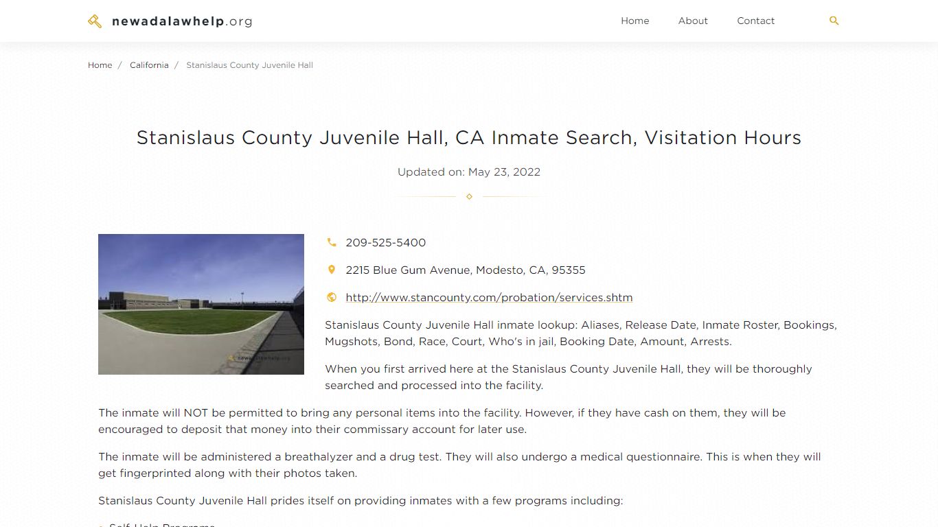 Stanislaus County Juvenile Hall, CA Inmate Search ...